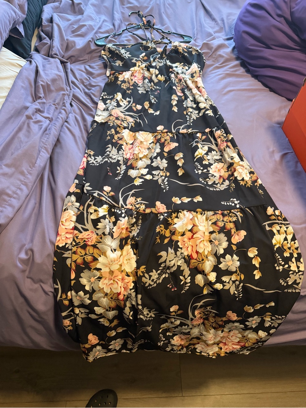 SHEIN Black Floral High Low Dress - Picture 1 of 6